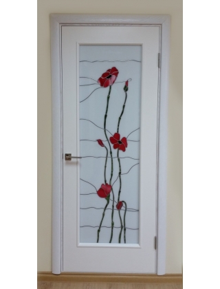 Дверь Аида с витражным стеклом «Маки»