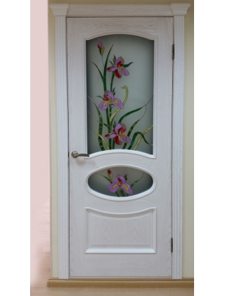 Дверь Нимфа с витражным стеклом «Ирис»