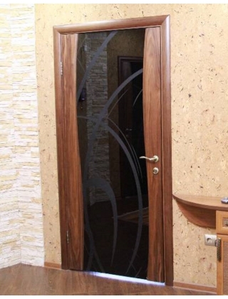 Дверь «Эллада Волна» со стеклом из триплекса Бриз